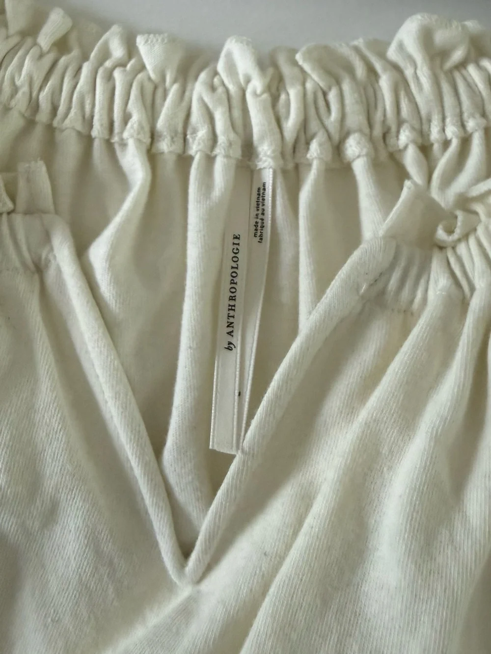 Anthropologie Cream Off-Shoulder Ruffle Blouse